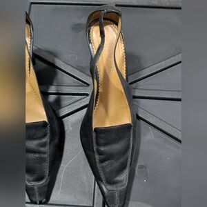 Unisa Black Leather Slingback Kitten Heels
